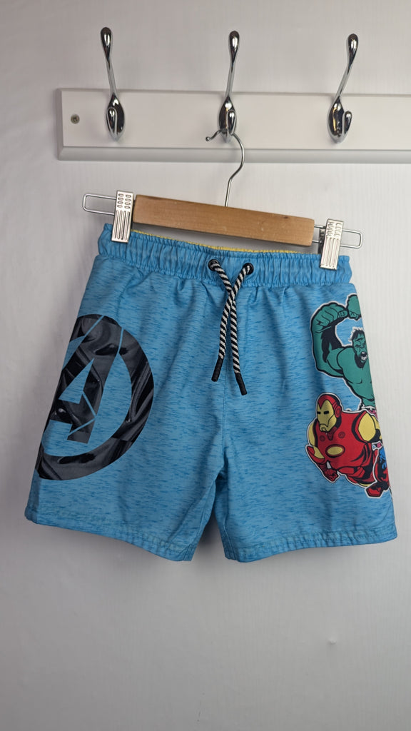 F&F Blue Marvel Swimming Shorts - Boys 4-5 Years Little Ones Preloved Used, Preloved, Preworn & Second Hand Baby, Kids & Children's Clothing UK Online. Cheap affordable. Brands including Next, Joules, Nutmeg Morrisons, TU, F&F, H&M.