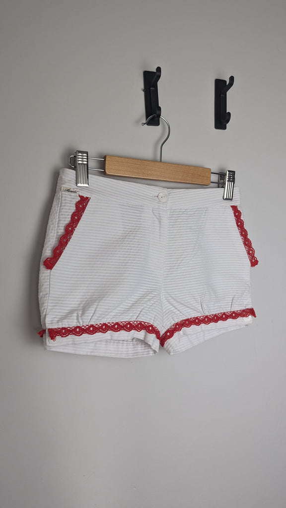 Miranda White Striped Shorts - Girls 8 Years Little Ones Preloved Used, Preloved, Preworn & Second Hand Baby, Kids & Children's Clothing UK Online. Cheap affordable. Brands including Next, Joules, Nutmeg Morrisons, TU, F&F, H&M.