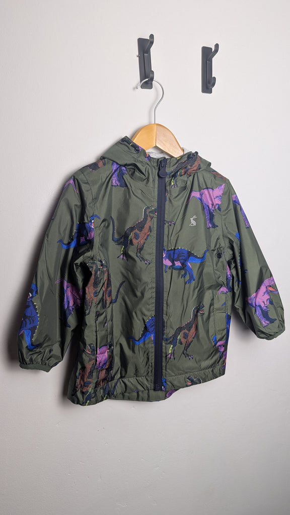 Joules Green Dinosaur Packaway Coat - Boys 2 Years Little Ones Preloved Used, Preloved, Preworn & Second Hand Baby, Kids & Children's Clothing UK Online. Cheap affordable. Brands including Next, Joules, Nutmeg Morrisons, TU, F&F, H&M.