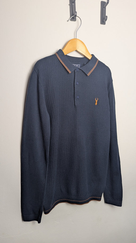 Next Navy & Brown Long Sleeve Top - Boys 9 Years Little Ones Preloved Used, Preloved, Preworn & Second Hand Baby, Kids & Children's Clothing UK Online. Cheap affordable. Brands including Next, Joules, Nutmeg Morrisons, TU, F&F, H&M.