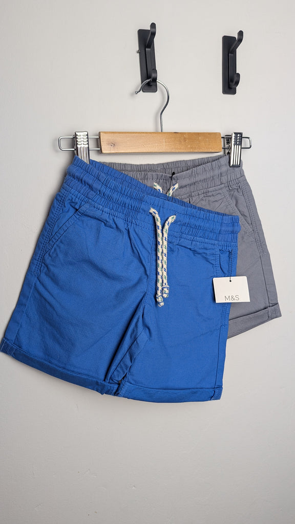 NEW M&S Blue & Grey 2-Pack Shorts - Boys 2-3 Years Little Ones Preloved Used, Preloved, Preworn & Second Hand Baby, Kids & Children's Clothing UK Online. Cheap affordable. Brands including Next, Joules, Nutmeg Morrisons, TU, F&F, H&M.