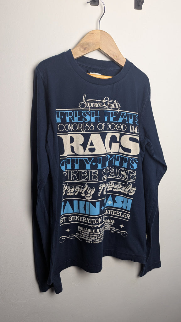 Rags Industry Long Sleeve Slogan Top - Boys 12 Years Little Ones Preloved Used, Preloved, Preworn & Second Hand Baby, Kids & Children's Clothing UK Online. Cheap affordable. Brands including Next, Joules, Nutmeg Morrisons, TU, F&F, H&M.