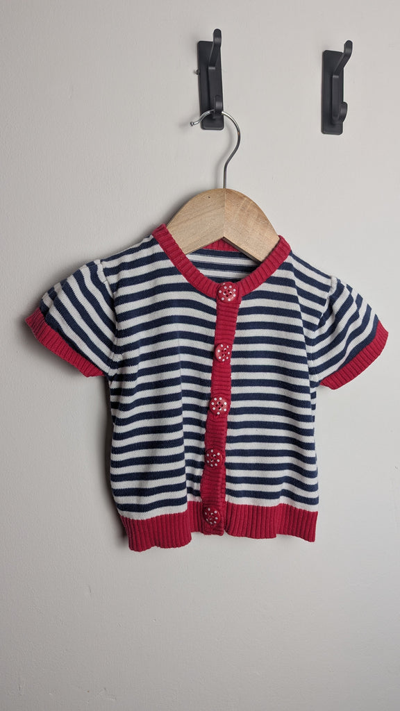 George Red & Navy Striped Cardigan - Girls 3-6 Months Little Ones Preloved Used, Preloved, Preworn & Second Hand Baby, Kids & Children's Clothing UK Online. Cheap affordable. Brands including Next, Joules, Nutmeg Morrisons, TU, F&F, H&M.