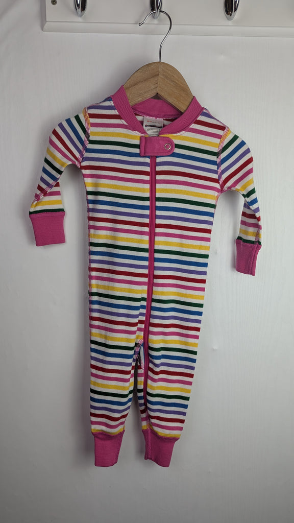 Ex-Hannah Andersson Multi Stripe Zip Footless Sleepsuit - Girls 3-6 Months Little Ones Preloved Used, Preloved, Preworn & Second Hand Baby, Kids & Children's Clothing UK Online. Cheap affordable. Brands including Next, Joules, Nutmeg Morrisons, TU, F&F, H&M.