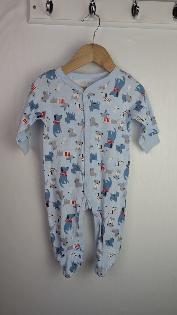 NWOT's Pure & Soft Blue Puppies Sleepsuit - Boys 3-6 Months Little Ones Preloved Used, Preloved, Preworn & Second Hand Baby, Kids & Children's Clothing UK Online. Cheap affordable. Brands including Next, Joules, Nutmeg Morrisons, TU, F&F, H&M.