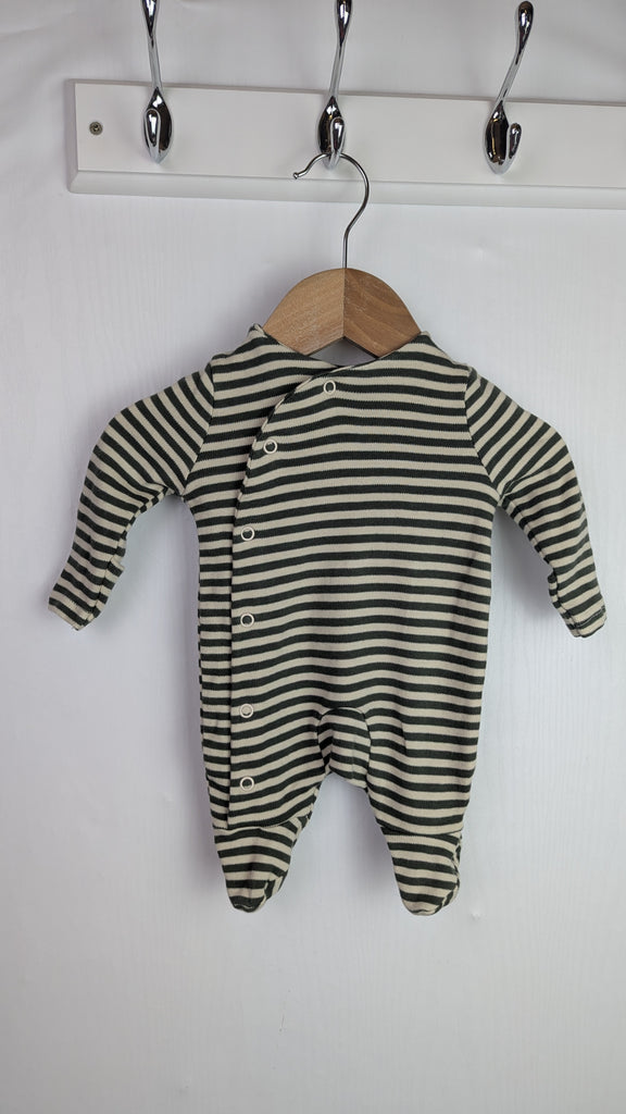 TU Grey Striped Sleepsuit - Boys Newborn Little Ones Preloved Used, Preloved, Preworn & Second Hand Baby, Kids & Children's Clothing UK Online. Cheap affordable. Brands including Next, Joules, Nutmeg Morrisons, TU, F&F, H&M.