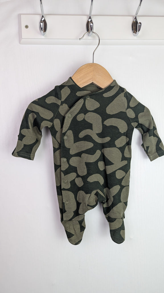 TU Green Camouflage Sleepsuit - Boys Newborn Little Ones Preloved Used, Preloved, Preworn & Second Hand Baby, Kids & Children's Clothing UK Online. Cheap affordable. Brands including Next, Joules, Nutmeg Morrisons, TU, F&F, H&M.