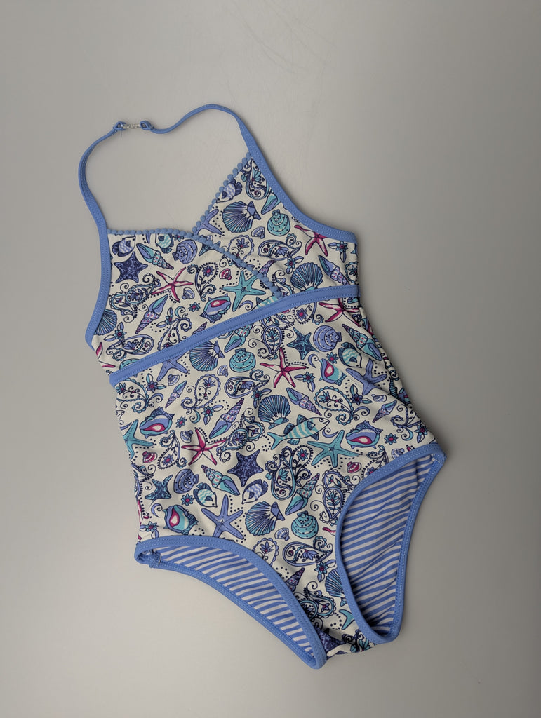 FatFace Blue Floral Swimsuit - Girls 6-7 Years Little Ones Preloved Used, Preloved, Preworn Baby, Girls & Boys Clothes. Kids & Children's second hand Clothing UK Online. Cheap affordable. Brands including Next, Joules, Nutmeg Morrisons, TU, F&F, H&M.