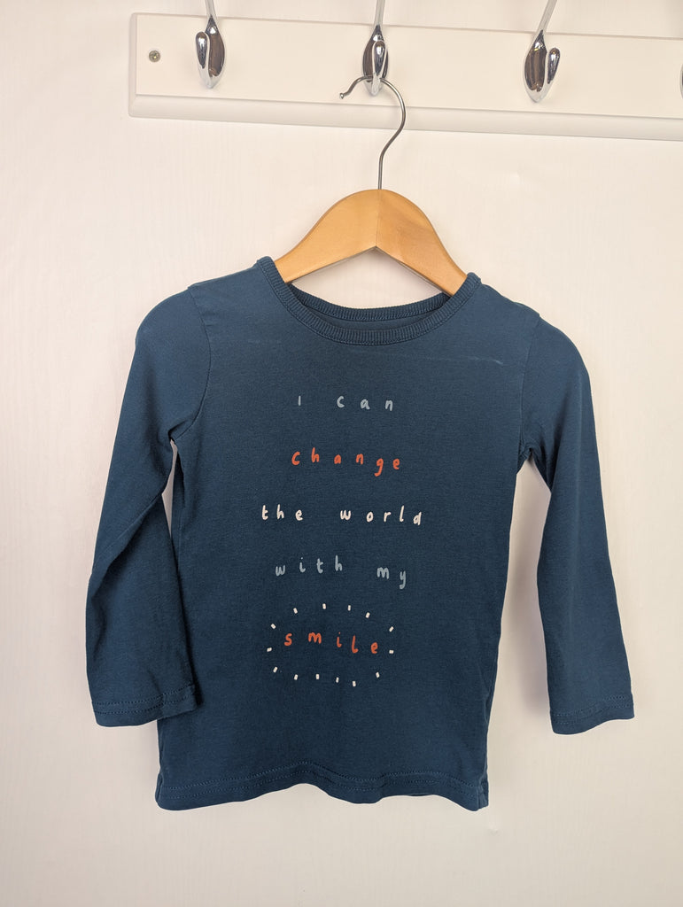 George 'Change The World' Top - Boys 12-18 Months Little Ones Preloved Used, Preloved, Preworn Baby, Girls & Boys Clothes. Kids & Children's second hand Clothing UK Online. Cheap affordable. Brands including Next, Joules, Nutmeg Morrisons, TU, F&F, H&M.