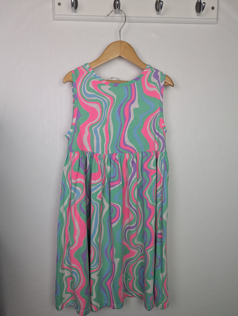 Pep & Co Pink & Green Swirl Dress - Girls 9-10 Years Little Ones Preloved Used, Preloved, Preworn Baby, Girls & Boys Clothes. Kids & Children's second hand Clothing UK Online. Cheap affordable. Brands including Next, Joules, Nutmeg Morrisons, TU, F&F, H&M.