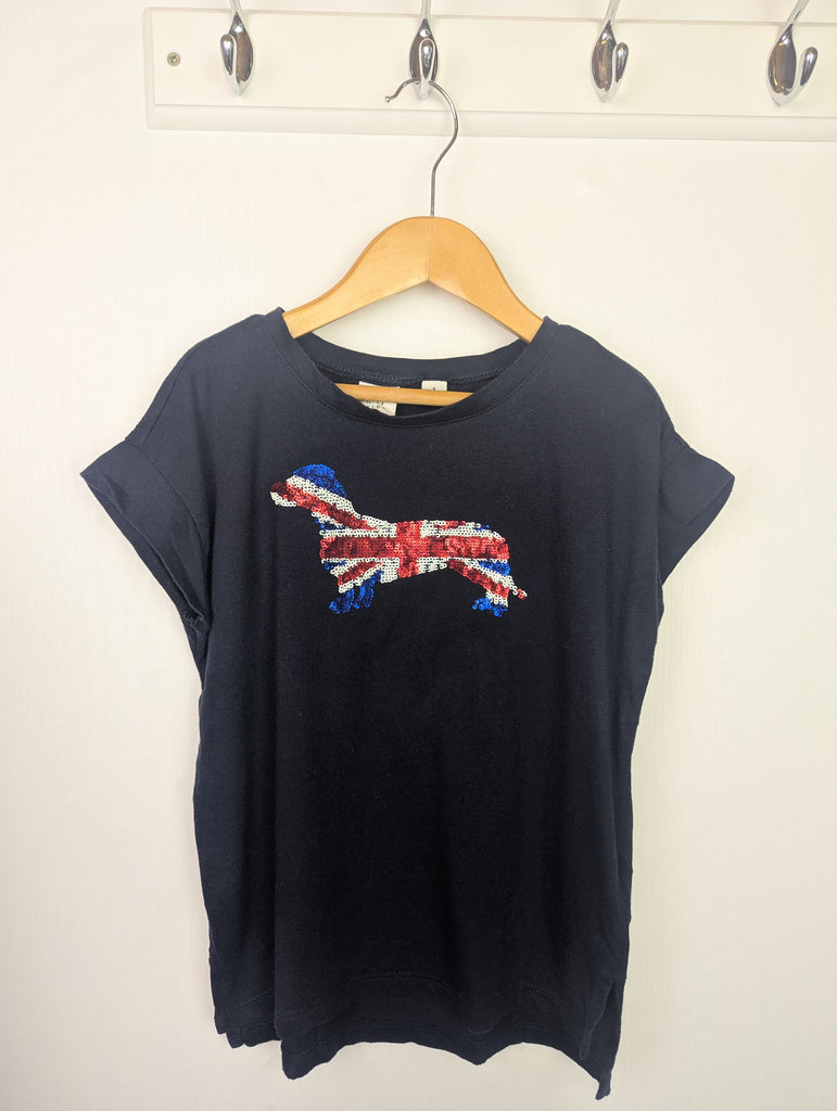 Gap Navy Sequin Dachshund Top - Girls 6-7 Years Little Ones Preloved Used, Preloved, Preworn Baby, Girls & Boys Clothes. Kids & Children's second hand Clothing UK Online. Cheap affordable. Brands including Next, Joules, Nutmeg Morrisons, TU, F&F, H&M.