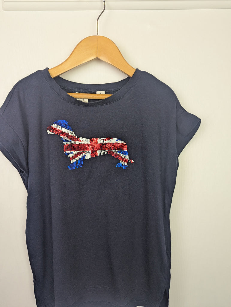 Gap Navy Sequin Dachshund Top - Girls 6-7 Years Little Ones Preloved Used, Preloved, Preworn Baby, Girls & Boys Clothes. Kids & Children's second hand Clothing UK Online. Cheap affordable. Brands including Next, Joules, Nutmeg Morrisons, TU, F&F, H&M.