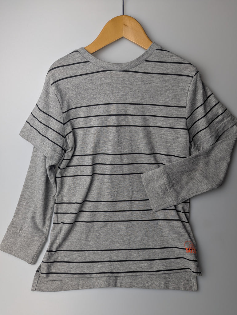 F&F Grey Striped Top - Boys 5-6 Years Little Ones Preloved Used, Preloved, Preworn Baby, Girls & Boys Clothes. Kids & Children's second hand Clothing UK Online. Cheap affordable. Brands including Next, Joules, Nutmeg Morrisons, TU, F&F, H&M.