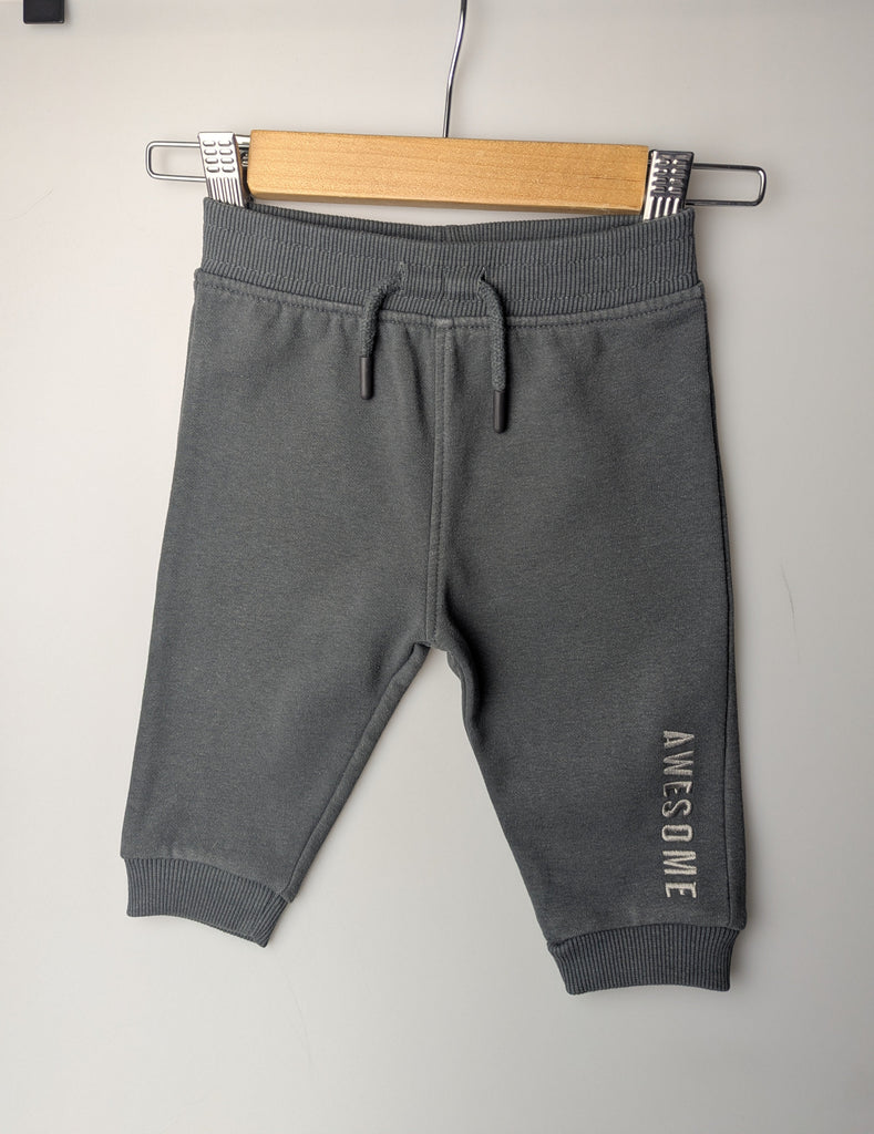 Blue Zoo Grey 'Awesome' Joggers - Boys 6-9 Months Little Ones Preloved Used, Preloved, Preworn Baby, Girls & Boys Clothes. Kids & Children's second hand Clothing UK Online. Cheap affordable. Brands including Next, Joules, Nutmeg Morrisons, TU, F&F, H&M.