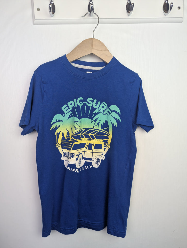 F&F Blue Surf Top - Boys 8-9 Years Little Ones Preloved Used, Preloved, Preworn Baby, Girls & Boys Clothes. Kids & Children's second hand Clothing UK Online. Cheap affordable. Brands including Next, Joules, Nutmeg Morrisons, TU, F&F, H&M.