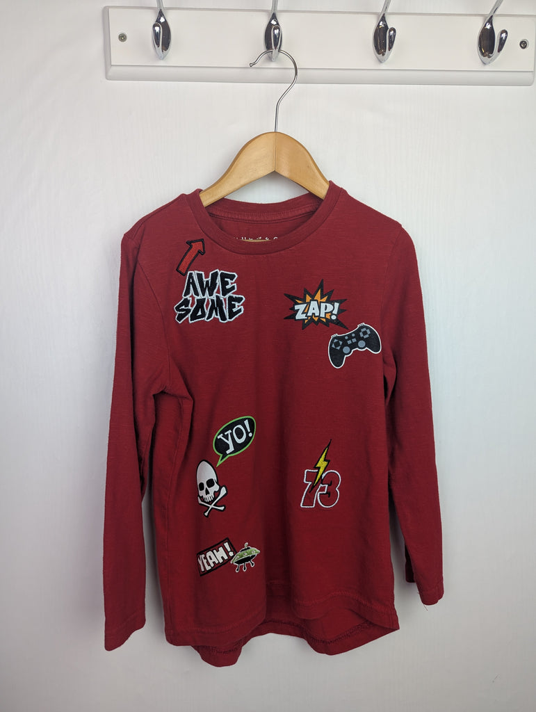 Nutmeg Red 'Awesome' Top - Boys 5-6 Years Little Ones Preloved Used, Preloved, Preworn Baby, Girls & Boys Clothes. Kids & Children's second hand Clothing UK Online. Cheap affordable. Brands including Next, Joules, Nutmeg Morrisons, TU, F&F, H&M.