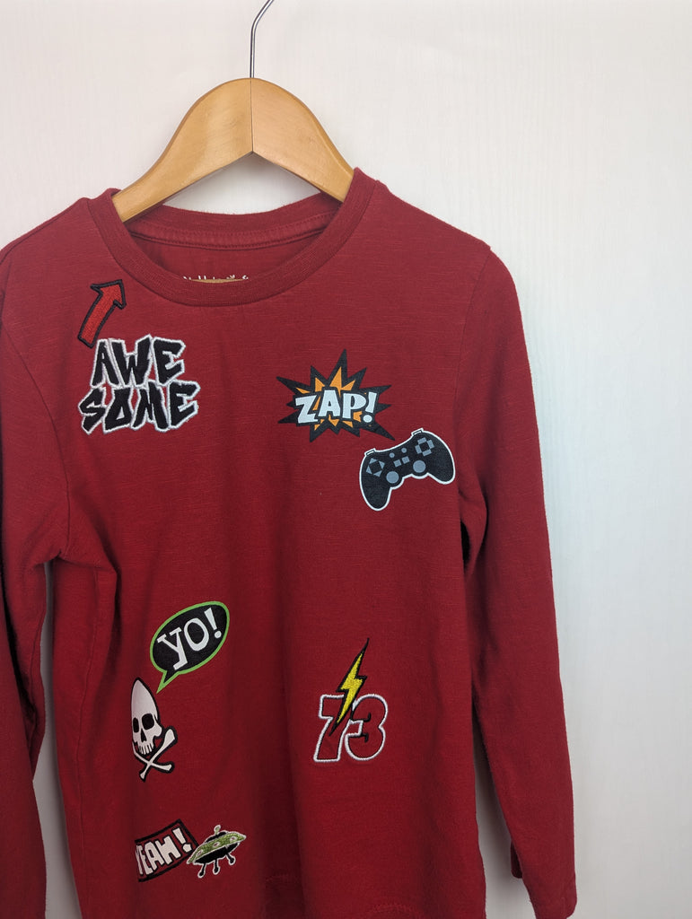 Nutmeg Red 'Awesome' Top - Boys 5-6 Years Little Ones Preloved Used, Preloved, Preworn Baby, Girls & Boys Clothes. Kids & Children's second hand Clothing UK Online. Cheap affordable. Brands including Next, Joules, Nutmeg Morrisons, TU, F&F, H&M.