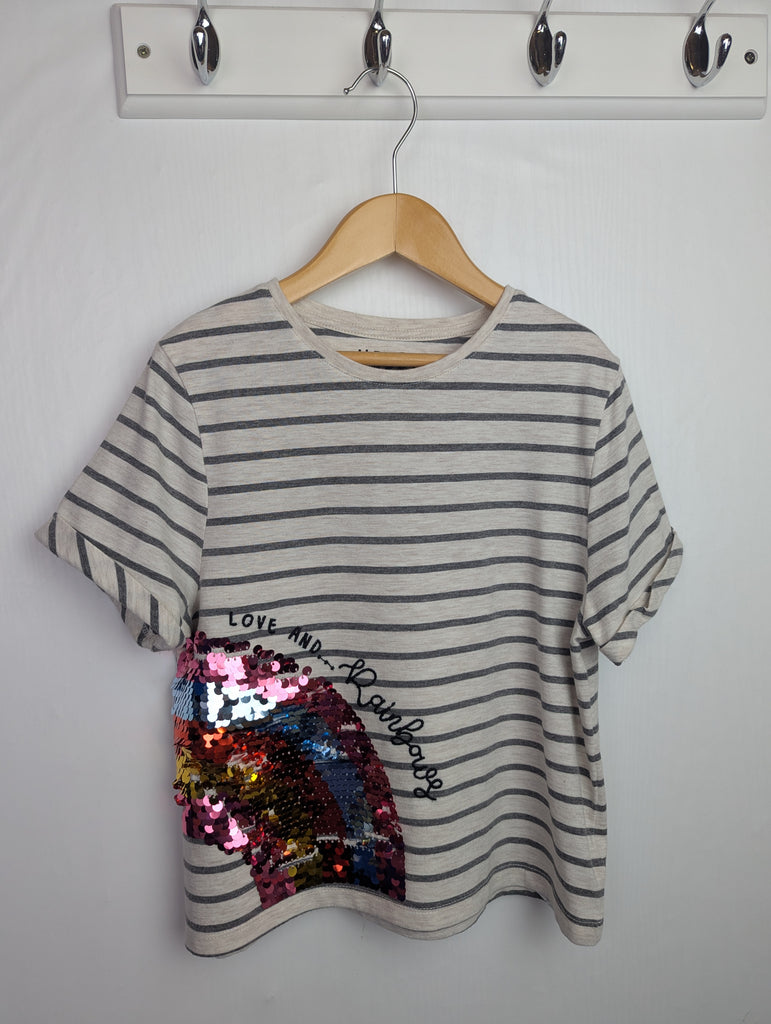 F&F Striped Sequin Top - Girls 8-9 Years Little Ones Preloved Used, Preloved, Preworn Baby, Girls & Boys Clothes. Kids & Children's second hand Clothing UK Online. Cheap affordable. Brands including Next, Joules, Nutmeg Morrisons, TU, F&F, H&M.