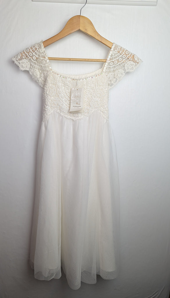 NWT's Monsoon Ivory Bridesmaid Dress - Girls 11 Years Little Ones Preloved Used, Preloved, Preworn Baby, Girls & Boys Clothes. Kids & Children's second hand Clothing UK Online. Cheap affordable. Brands including Next, Joules, Nutmeg Morrisons, TU, F&F, H&M.