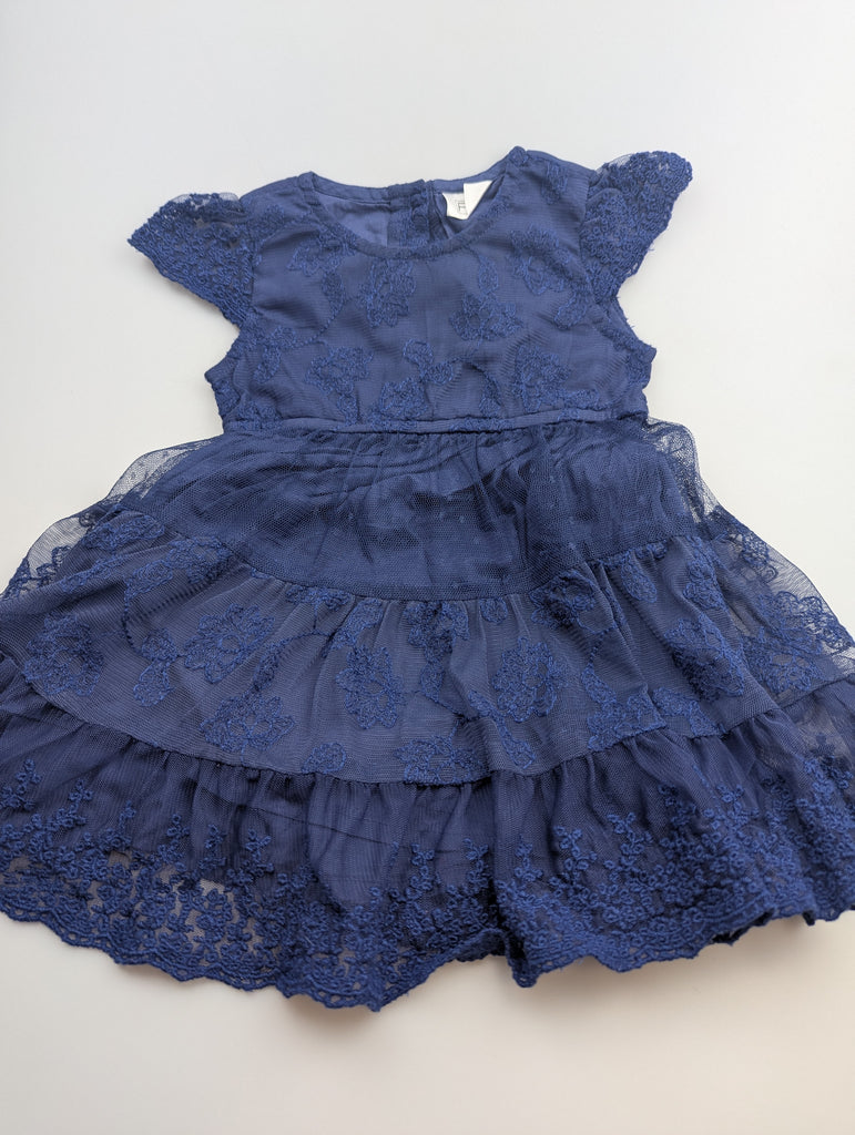 F&F Blue Mesh Dress - Girls 6-9 Months Little Ones Preloved Used, Preloved, Preworn Baby, Girls & Boys Clothes. Kids & Children's second hand Clothing UK Online. Cheap affordable. Brands including Next, Joules, Nutmeg Morrisons, TU, F&F, H&M.