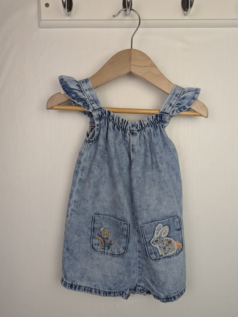 Next Denim Bunny Romper - Girls 3-6 Months Little Ones Preloved Second Hand Baby, Girls & Boys Clothes. UK Postage