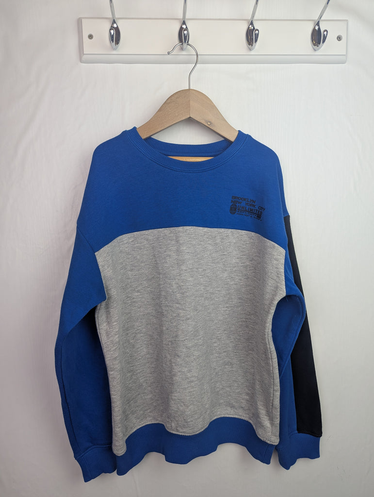 Matalan Blue & Grey Jumper - Boys 11 Years Little Ones Preloved Second Hand Baby, Girls & Boys Clothes. UK Postage
