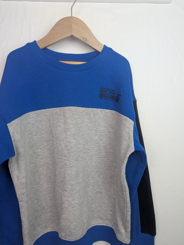 Matalan Blue & Grey Jumper - Boys 11 Years Little Ones Preloved Second Hand Baby, Girls & Boys Clothes. UK Postage