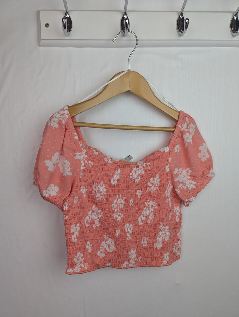 Miss Evie Ruched Floral Top - Girls 7-8 Years Little Ones Preloved Second Hand Baby, Girls & Boys Clothes. UK Postage