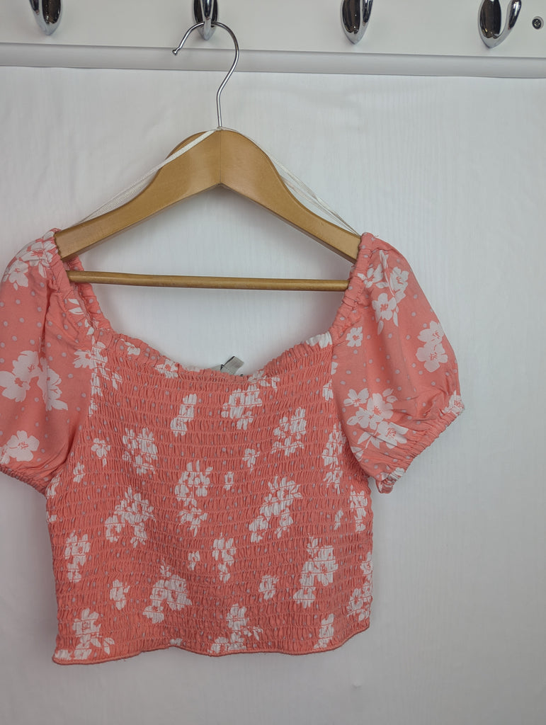 Miss Evie Ruched Floral Top - Girls 7-8 Years Little Ones Preloved Second Hand Baby, Girls & Boys Clothes. UK Postage