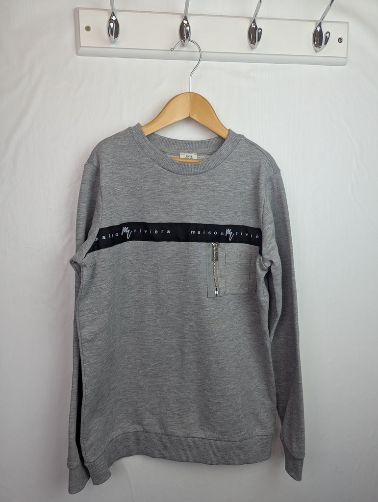 River Island Grey Zip Jumper - Boys 9-10 Years Little Ones Preloved Second Hand Baby, Girls & Boys Clothes. UK Postage