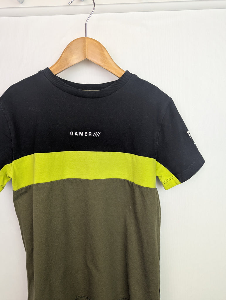 Next Green & Black Gamer Top - Boys 7 Years Little Ones Preloved Second Hand Baby, Girls & Boys Clothes. UK Postage