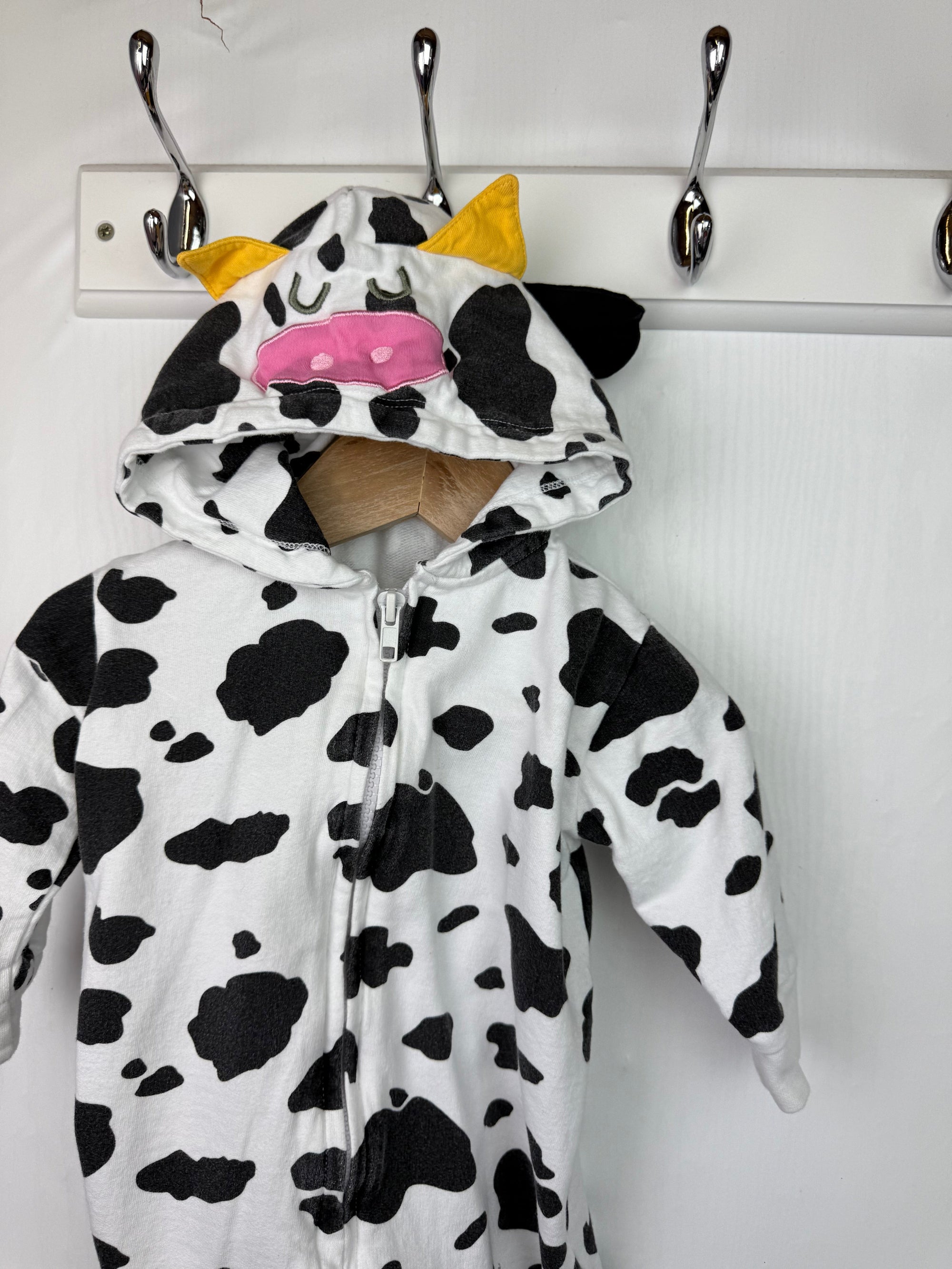 Baby Moo's Cow Romper with Hood - Unisex 3 - 6 Months - Little Ones Preloved. Second Hand Children's & Preloved Baby, Kids, Girls & Boys Clothes. UK online
