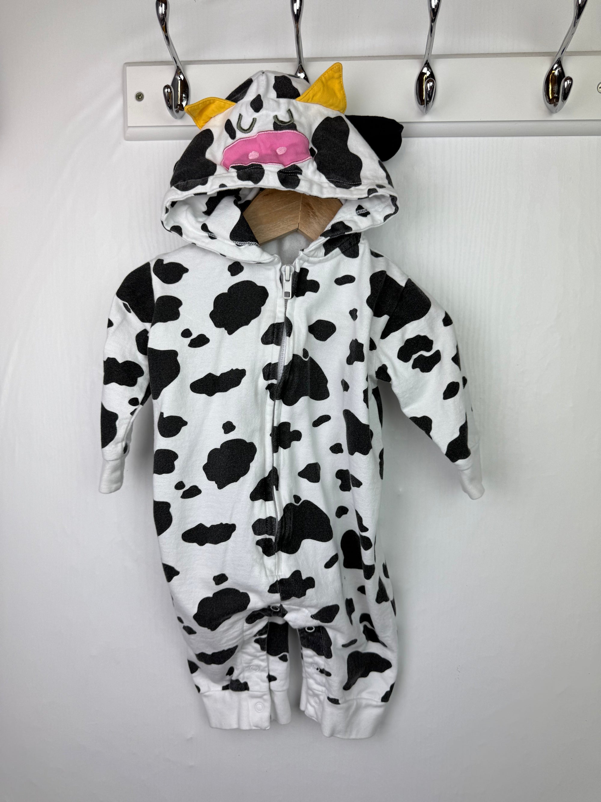 Baby Moo's Cow Romper with Hood - Unisex 3 - 6 Months - Little Ones Preloved. Second Hand Children's & Preloved Baby, Kids, Girls & Boys Clothes. UK online