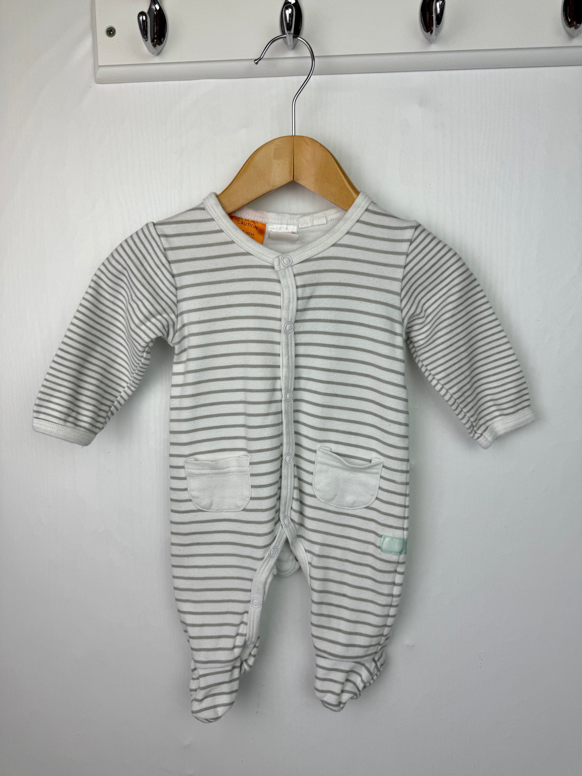 Baby Patch Striped Sleepsuit - Unisex 0 - 3 Months - Little Ones Preloved. Second Hand Children's & Preloved Baby, Kids, Girls & Boys Clothes. UK online