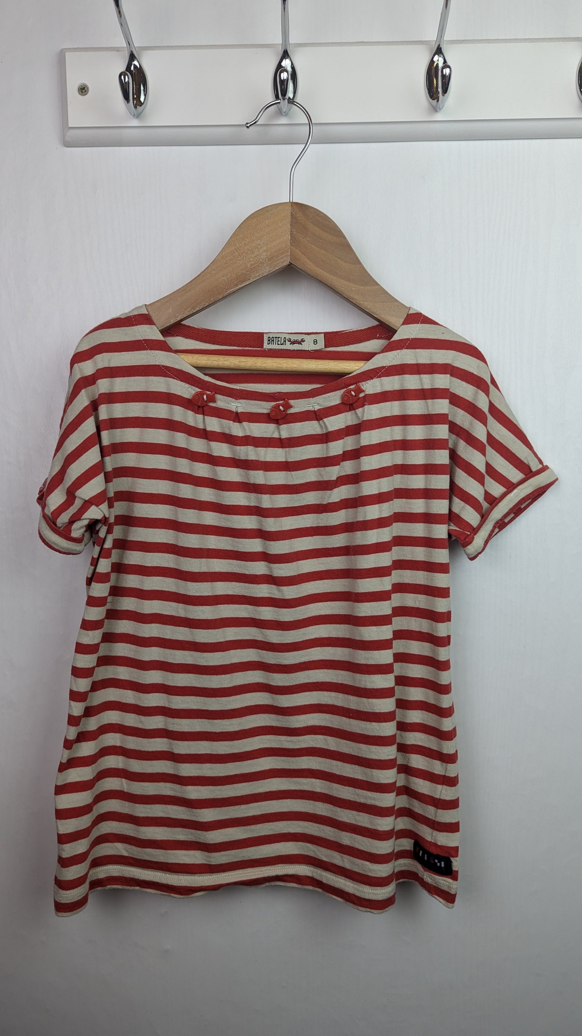 Batela Striped Short Sleeve Top - Girls 8 Years - Little Ones Preloved. Second Hand Children's & Preloved Baby, Kids, Girls & Boys Clothes. UK online