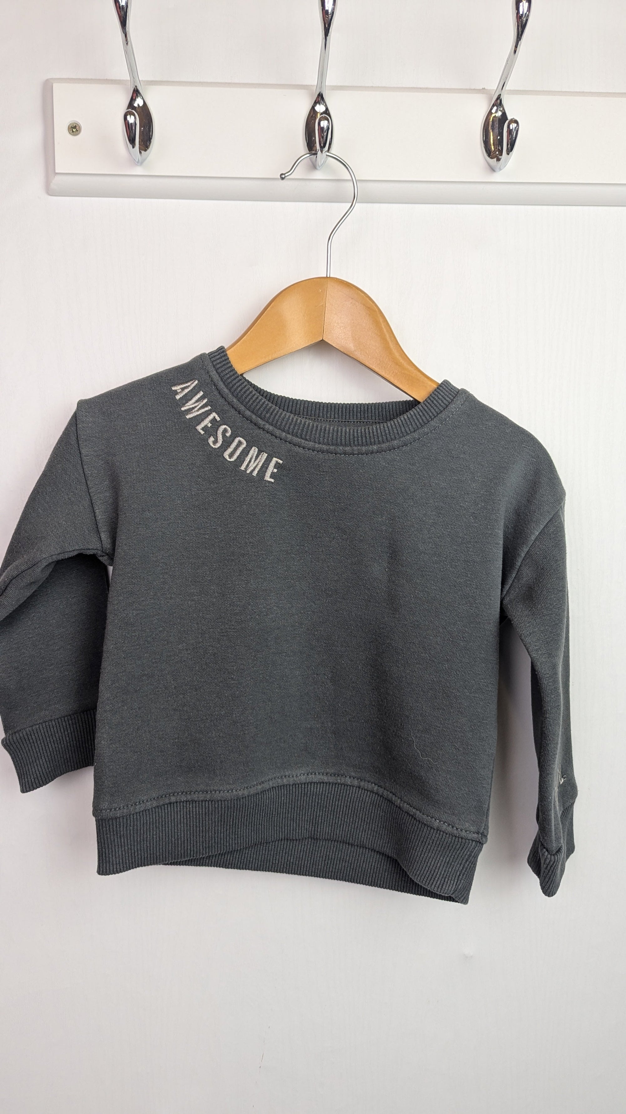 Blue Zoo Grey Awesome Jumper - Boys 6 - 9 Months - Little Ones Preloved. Second Hand Children's & Preloved Baby, Kids, Girls & Boys Clothes. UK online