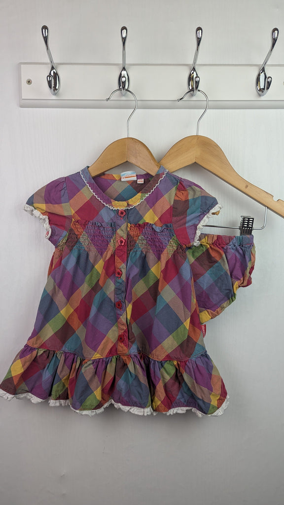 Blue Zoo Multicolour Dress & Bloomers - Girls 3-6 Months Little Ones Preloved Used, Preloved, Preworn & Second Hand Baby, Kids & Children's Clothing UK Online. Cheap affordable. Brands including Next, Joules, Nutmeg Morrisons, TU, F&F, H&M.