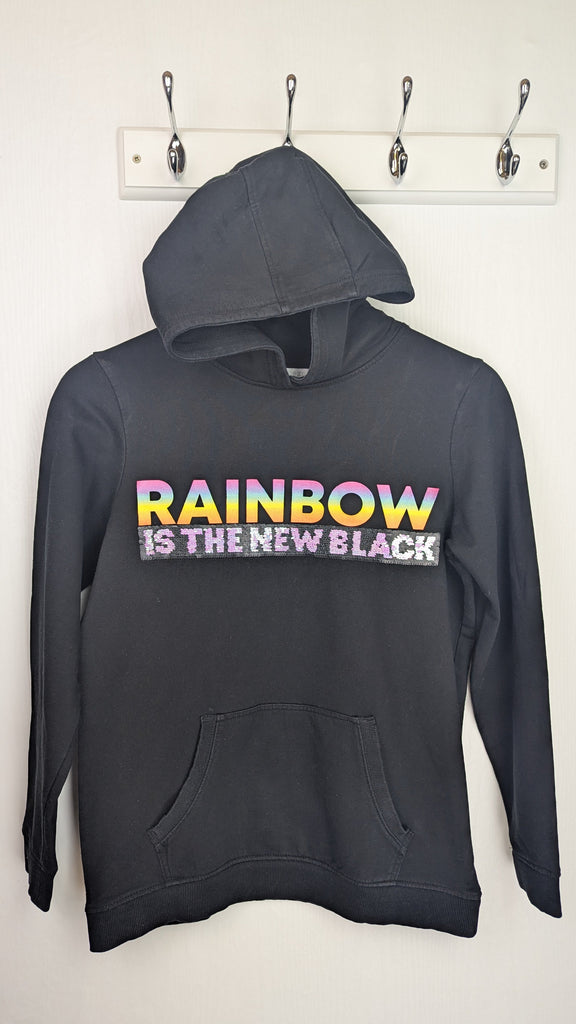 Blue Zoo 'Rainbow is the new Black' Hoodie - Girls 13-14 Years Blue Zoo Used, Preloved, Preworn Baby, Girls & Boys Clothes. Kids & Children's second hand Clothing UK Online. Cheap affordable. Brands including Next, Joules, Nutmeg Morrisons, TU, F&F, H&M.