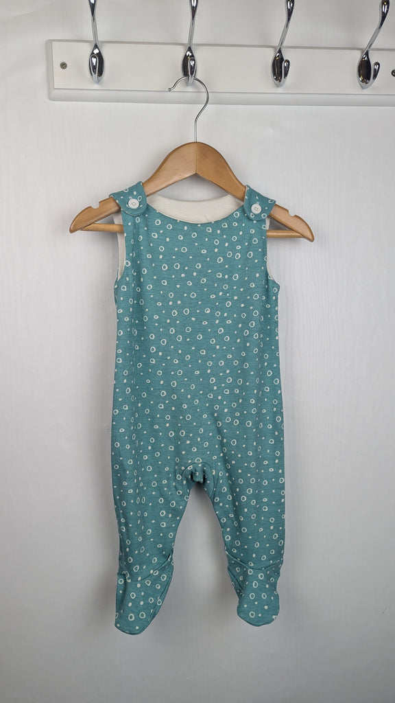 Blue/Green Spotty Footed Romper - Boys 0-3 Months Little Ones Preloved Used, Preloved, Preworn Baby, Girls & Boys Clothes. Kids & Children's second hand Clothing UK Online. Cheap affordable. Brands including Next, Joules, Nutmeg Morrisons, TU, F&F, H&M.