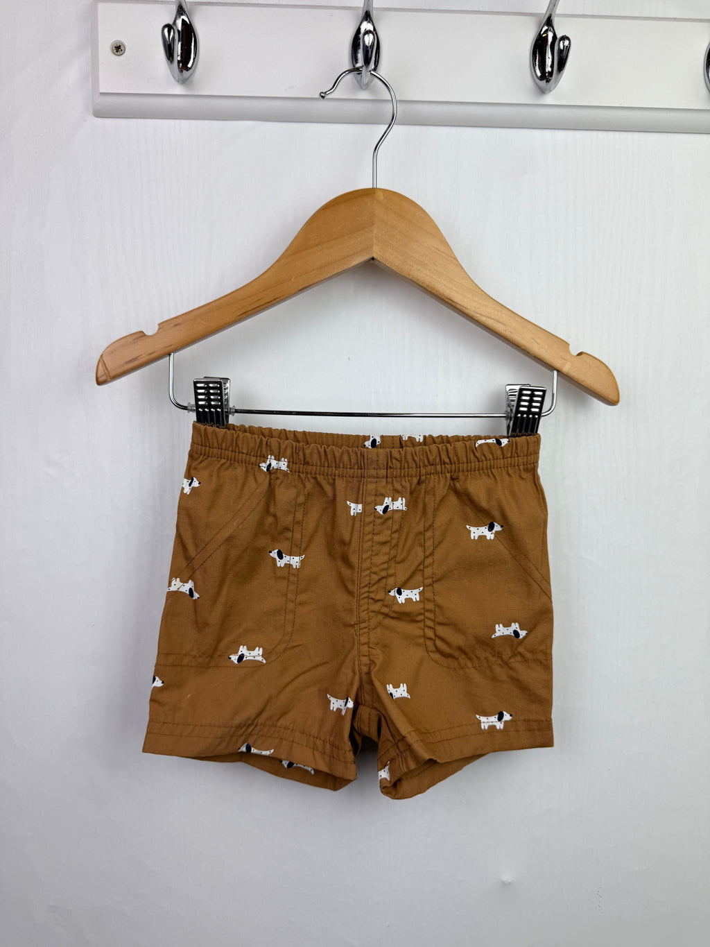 Carters Brown Sausage Dog Shorts - Boys 6 Months - Little Ones Preloved. Second Hand Children's & Preloved Baby, Kids, Girls & Boys Clothes. UK online