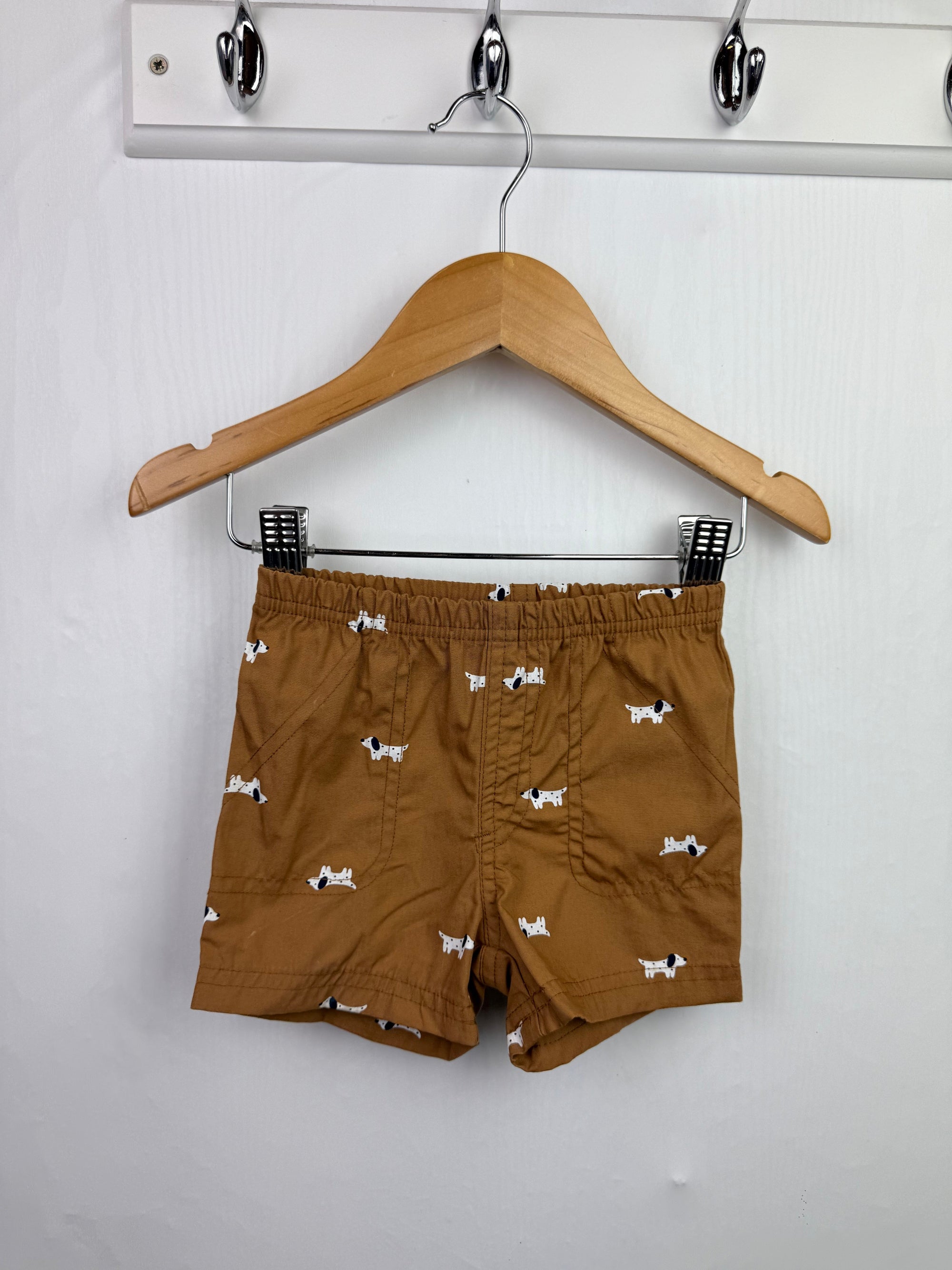 Carters Brown Sausage Dog Shorts - Boys 6 Months - Little Ones Preloved. Second Hand Children's & Preloved Baby, Kids, Girls & Boys Clothes. UK online