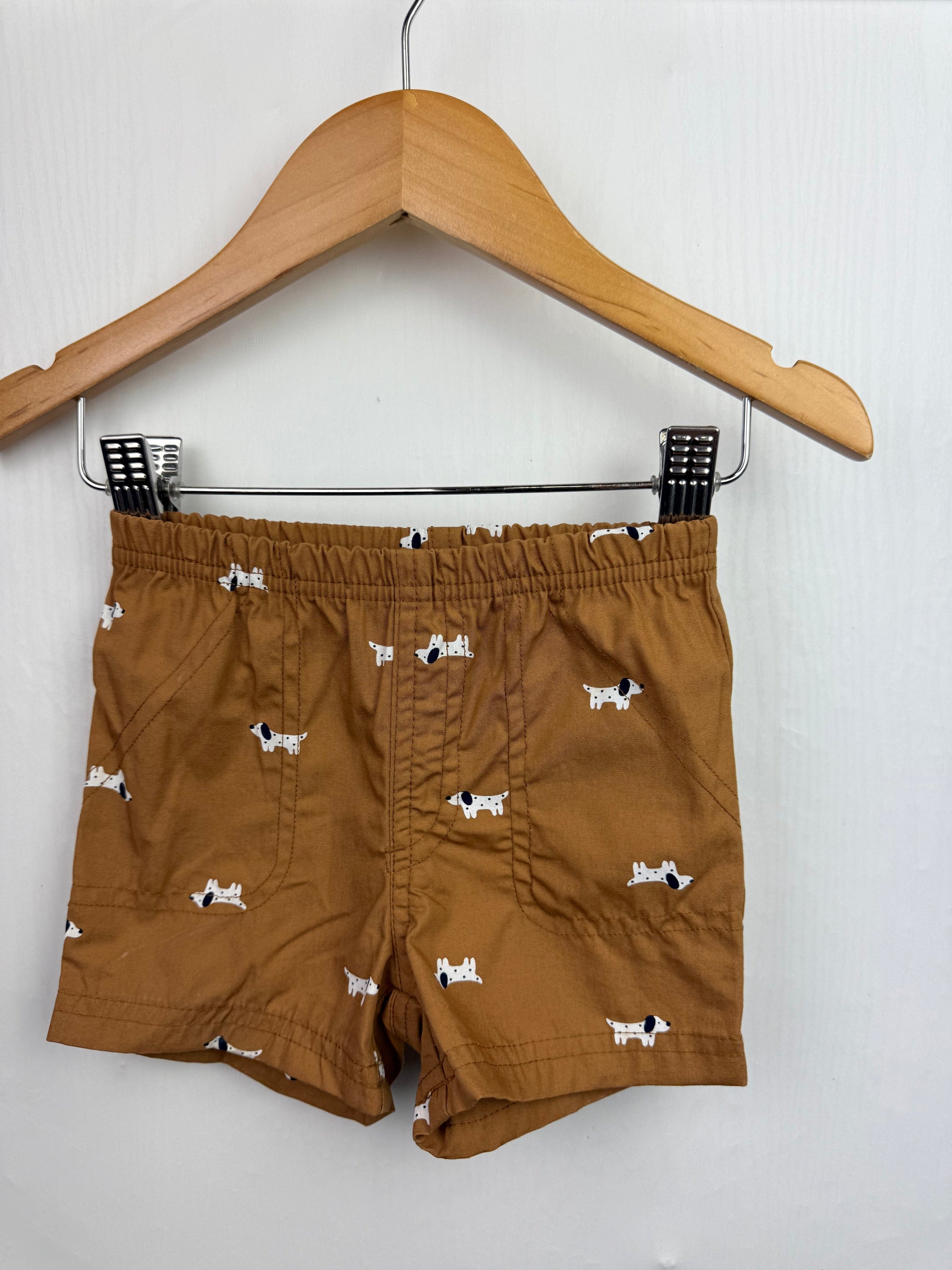 Carters Brown Sausage Dog Shorts - Boys 6 Months - Little Ones Preloved. Second Hand Children's & Preloved Baby, Kids, Girls & Boys Clothes. UK online