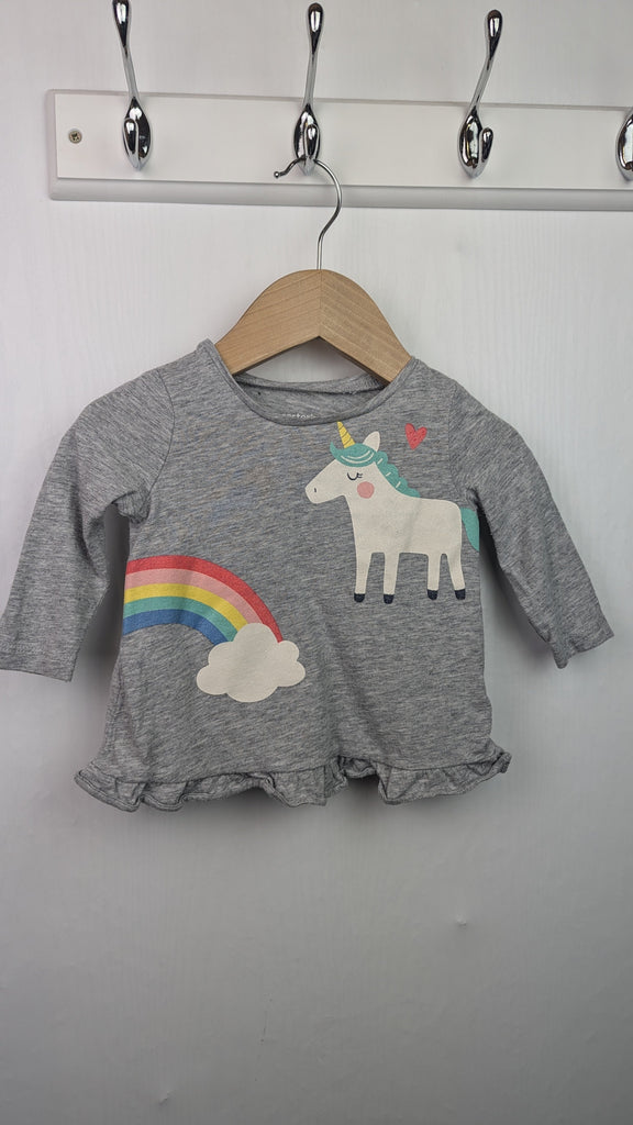 Carters Unicorn Long Sleeve Top - Girls 6 months Little Ones Preloved Used, Preloved, Preworn & Second Hand Baby, Kids & Children's Clothing UK Online. Cheap affordable. Brands including Next, Joules, Nutmeg Morrisons, TU, F&F, H&M.