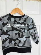 Champion Grey Camo Jumper - Boys 12 Months - Little Ones Preloved. Second Hand Children's & Preloved Baby, Kids, Girls & Boys Clothes. UK online