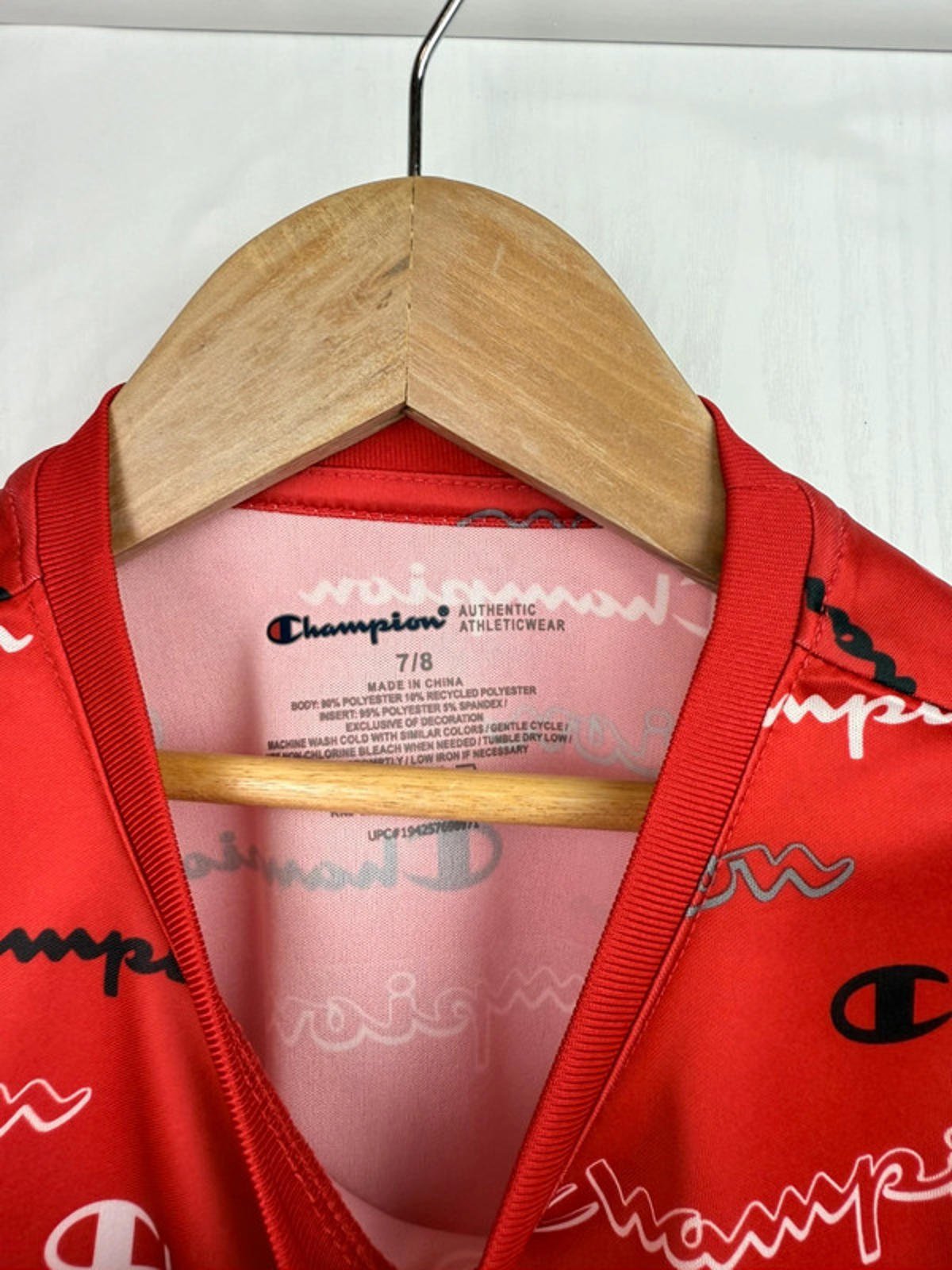 Champion Red Slogan Short Sleeve Top - Boys 7 - 8 Years - Little Ones Preloved. Second Hand Children's & Preloved Baby, Kids, Girls & Boys Clothes. UK online