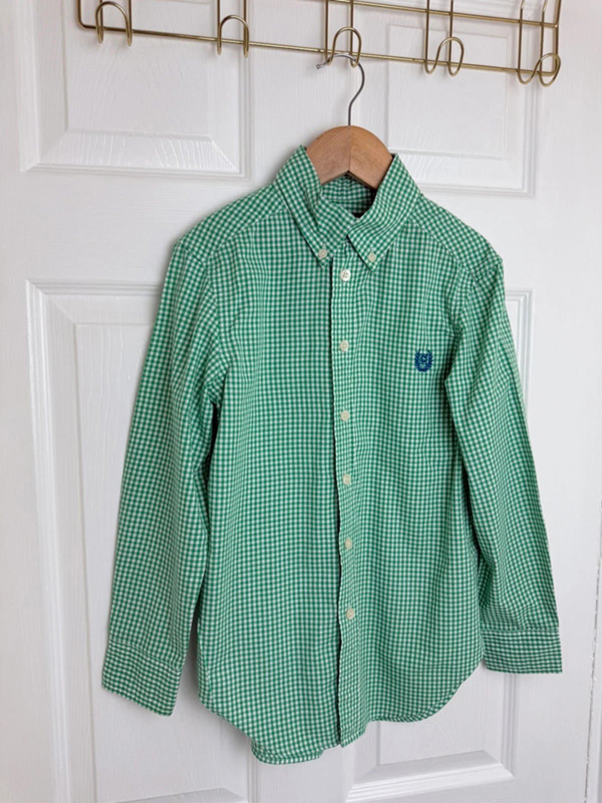Chaps Green Checked Long Sleeve Shirt - Boys 8 Years - Little Ones Preloved. Second Hand Children's & Preloved Baby, Kids, Girls & Boys Clothes. UK online