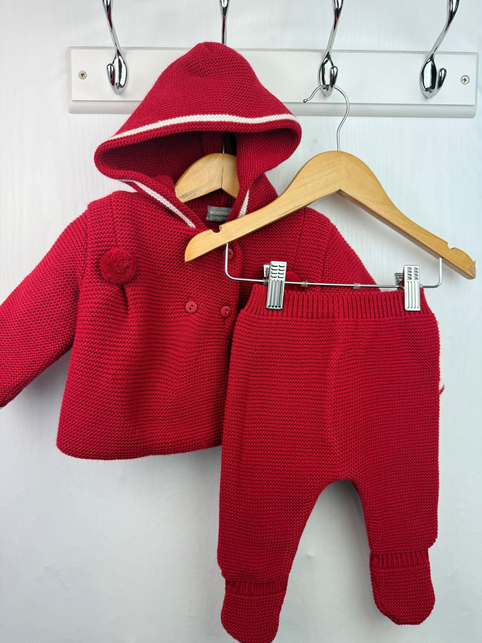 Chickeeduck Red Knit Cardigan & Bottoms - Baby Girls 3 Months - Little Ones Preloved. Second Hand Children's & Preloved Baby, Kids, Girls & Boys Clothes. UK online