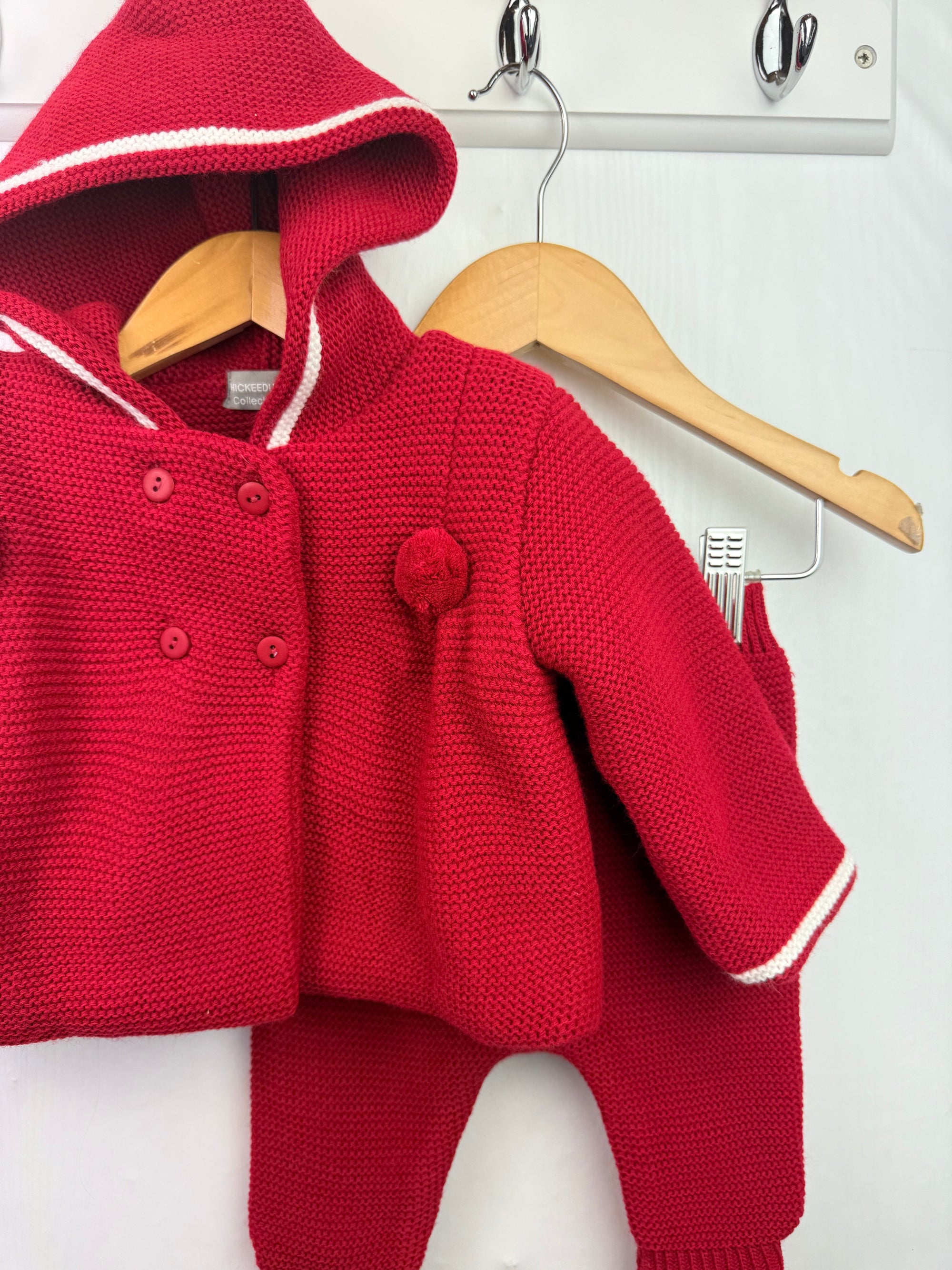 Chickeeduck Red Knit Cardigan & Bottoms - Baby Girls 3 Months - Little Ones Preloved. Second Hand Children's & Preloved Baby, Kids, Girls & Boys Clothes. UK online