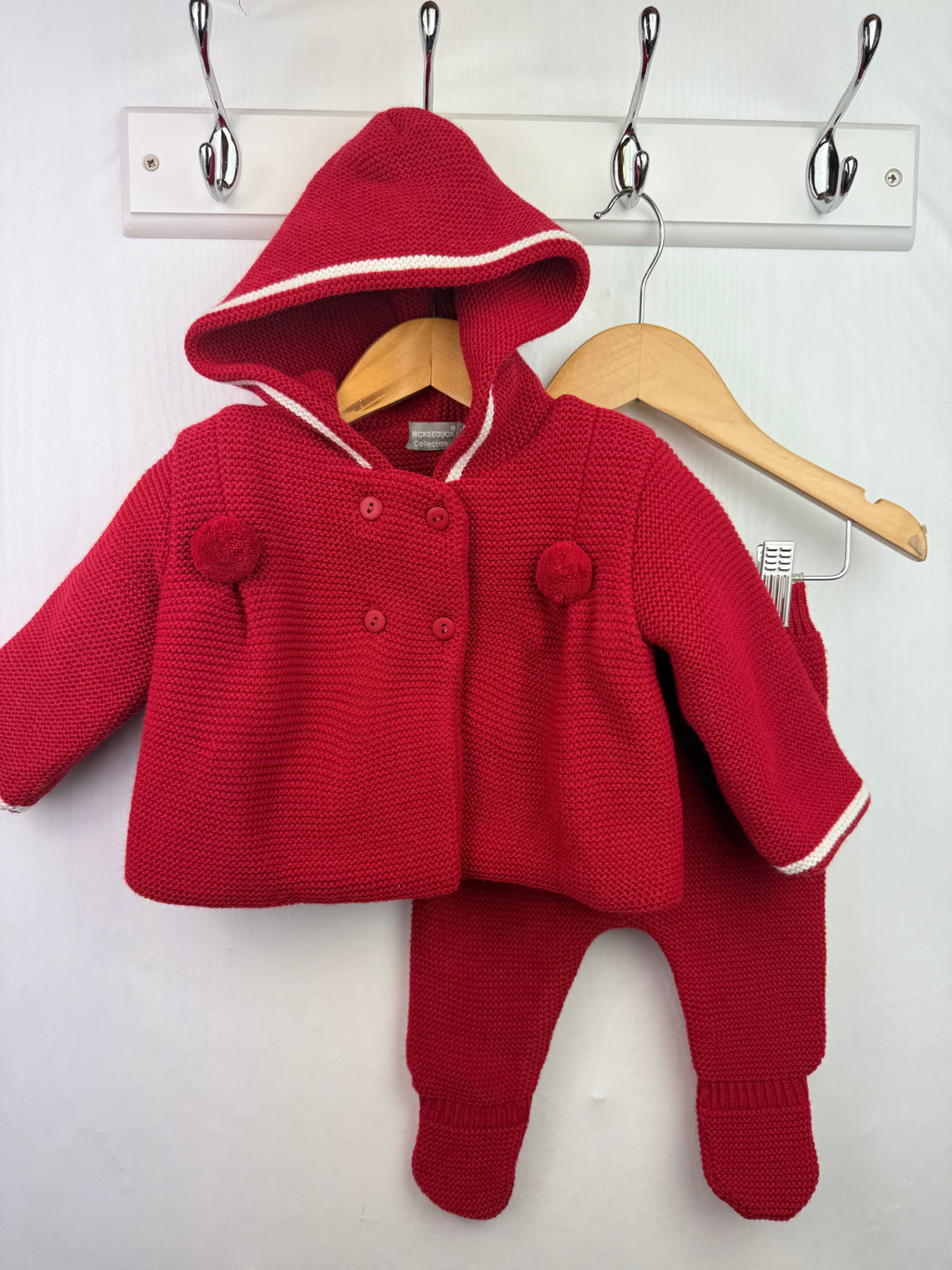Chickeeduck Red Knit Cardigan & Bottoms - Baby Girls 3 Months - Little Ones Preloved. Second Hand Children's & Preloved Baby, Kids, Girls & Boys Clothes. UK online