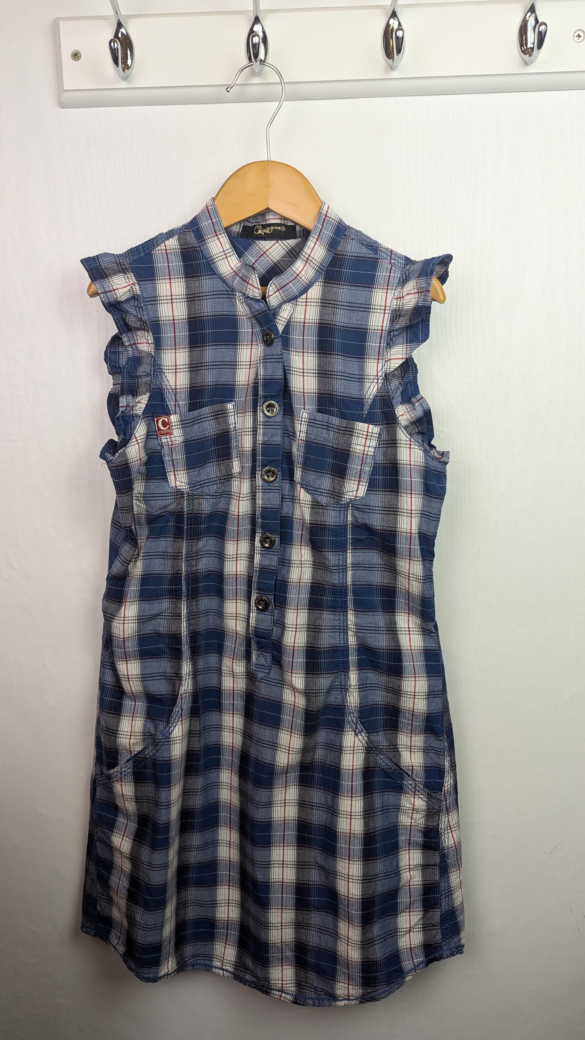 Chipie Blue Plaid Sleeveless Dress Girls 8 Years Little Ones Preloved